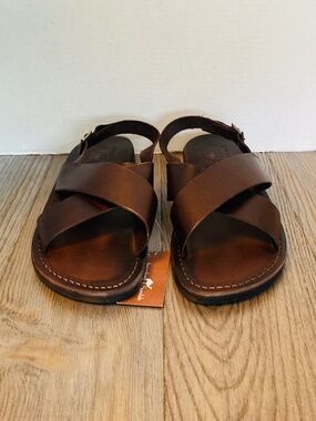 NWT, Jerusalem Sandals Men Elan Brown Leather Criss Cross Sandals, 13.5 14 / 47.